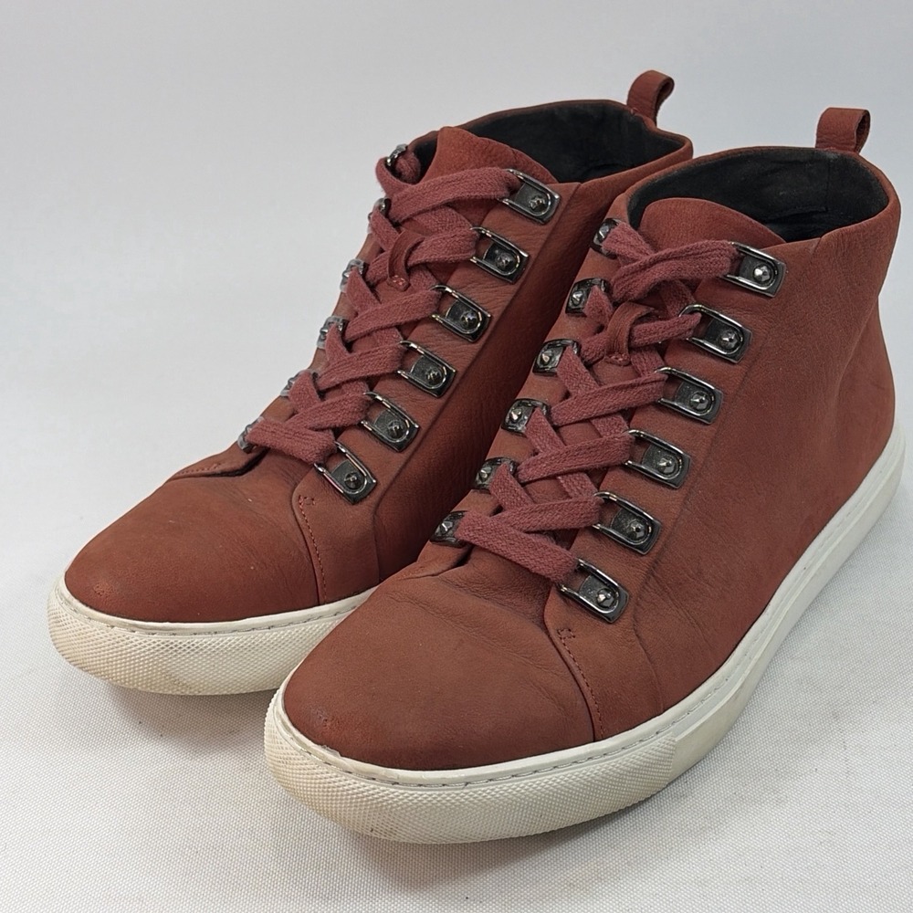 Kenneth Cole New York Kale Shoes Women's 10M Red Leather Lace Up Hi-Top Sneakers
